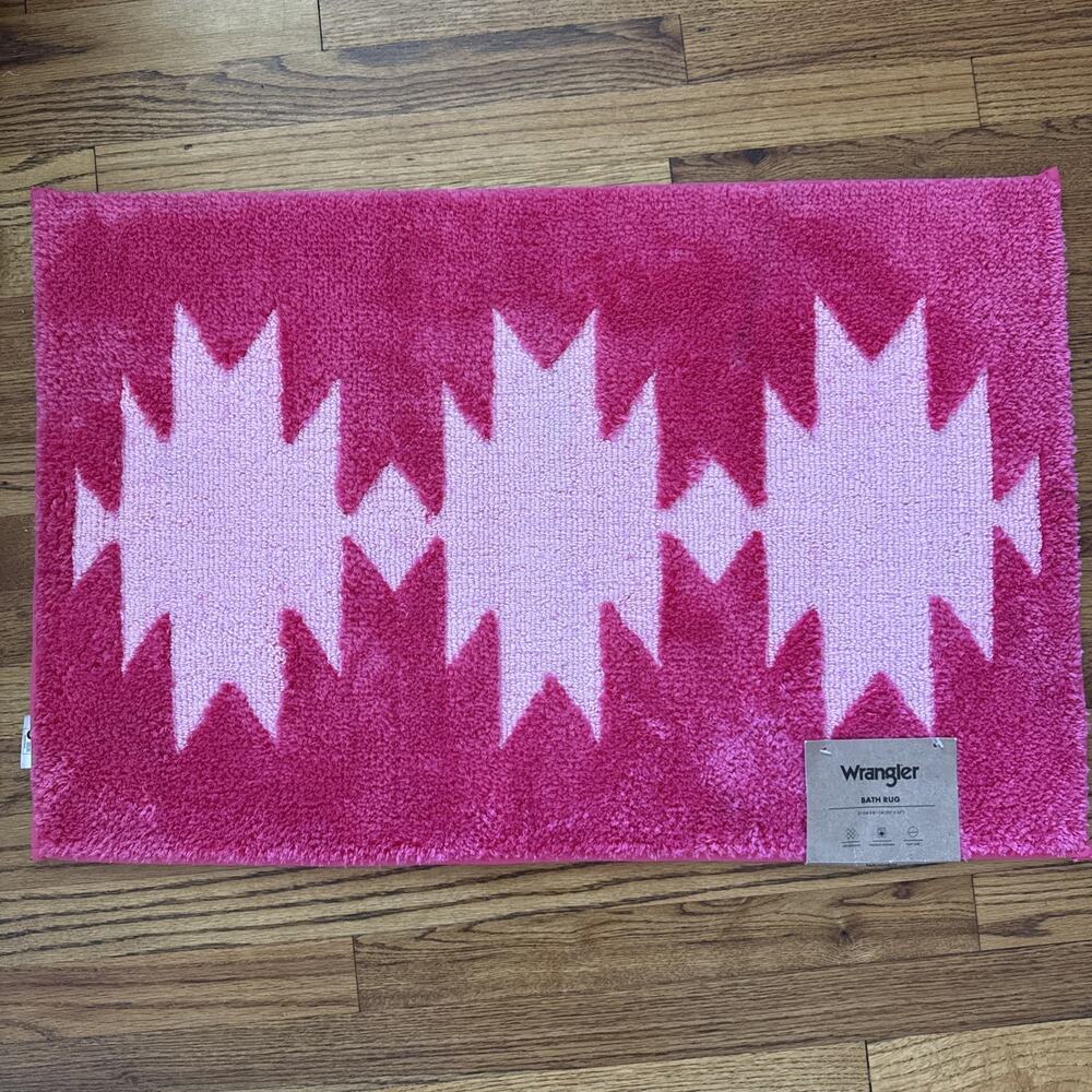 Wrangler Bath Mat Aztec Pink 20x32 NEW NONSLIP